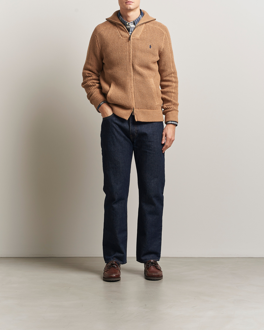 Herr | Tröjor | Polo Ralph Lauren | Cotton/Wool Full Zip Brown Sugar Melange