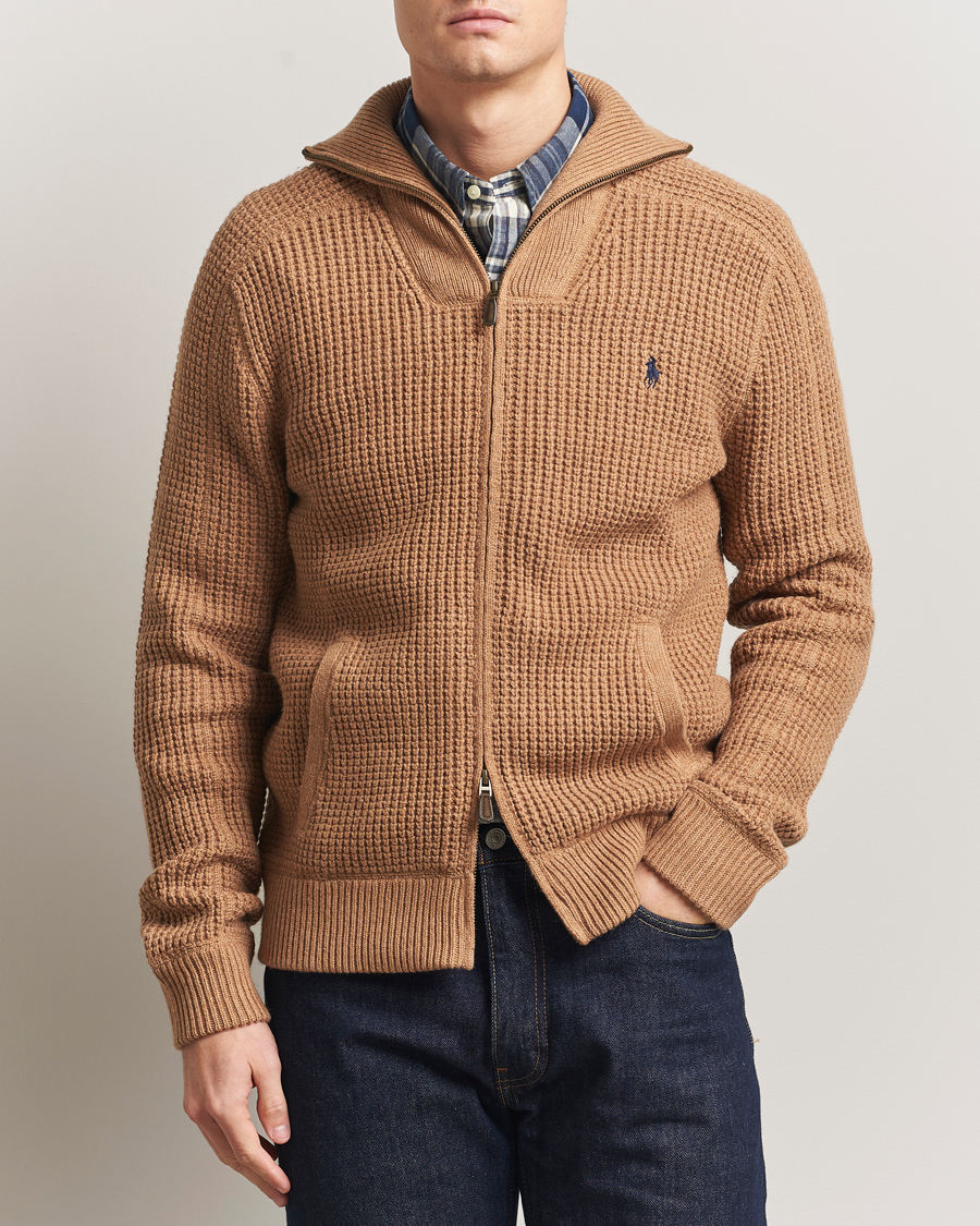 Herr | Tröjor | Polo Ralph Lauren | Cotton/Wool Full Zip Brown Sugar Melange