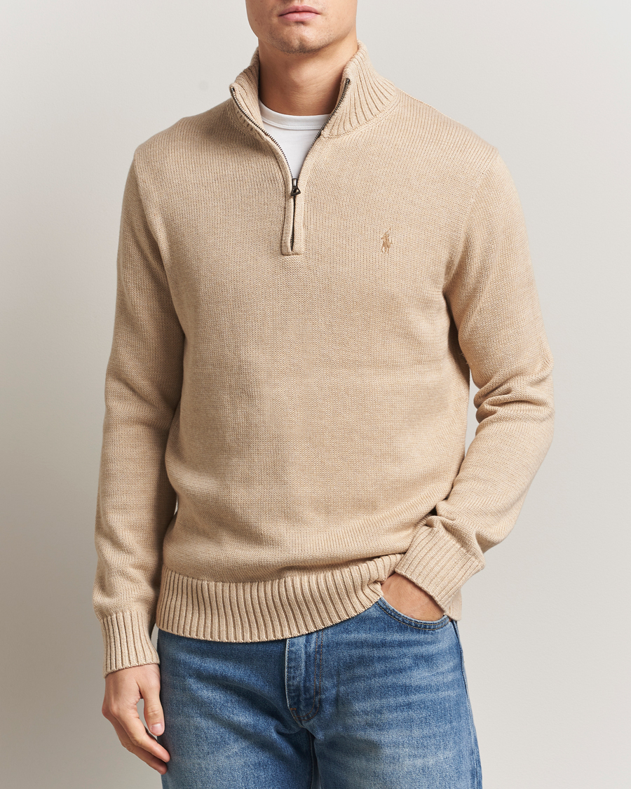 Herr | Tröjor | Polo Ralph Lauren | Cotton Pullover Half Zip Dune Melange