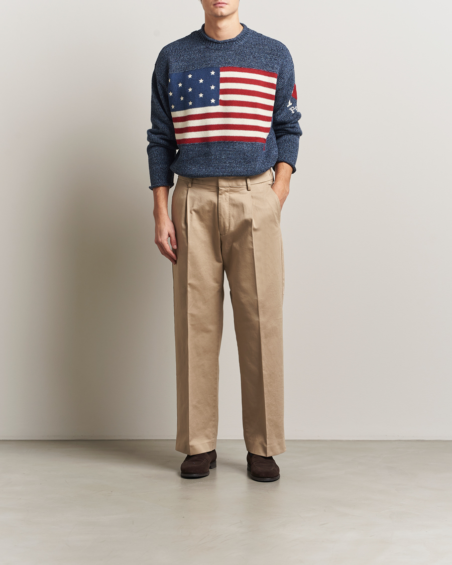 Herr | Tröjor | Polo Ralph Lauren | Cotton Flag Sweater Blue Marl