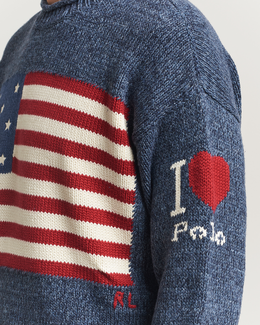Herr | Tröjor | Polo Ralph Lauren | Cotton Flag Sweater Blue Marl