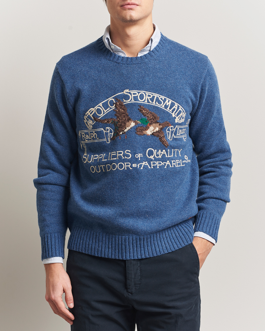 Herr | Tröjor | Polo Ralph Lauren | Cotton/Wool Printed Sweater Blue Multi