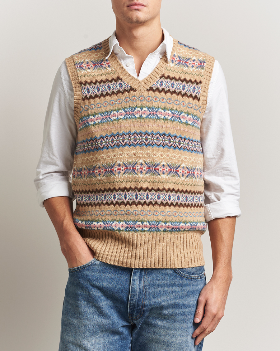 Herr | Tröjor | Polo Ralph Lauren | Cotton Wool Long Sleeve Sweater Tan Multi