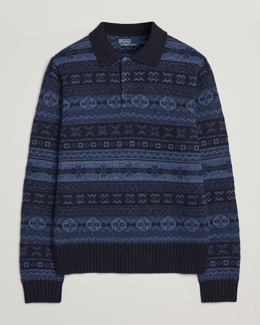 Herr | Tröjor | Polo Ralph Lauren | Wool/Linen Blend Long Sleeve Sweater Navy Multi
