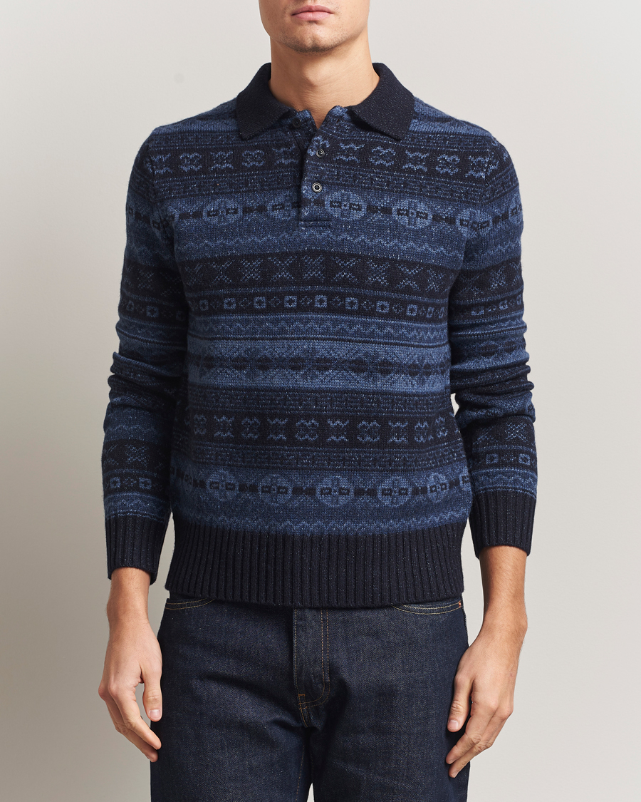 Herr | Tröjor | Polo Ralph Lauren | Wool/Linen Blend Long Sleeve Sweater Navy Multi
