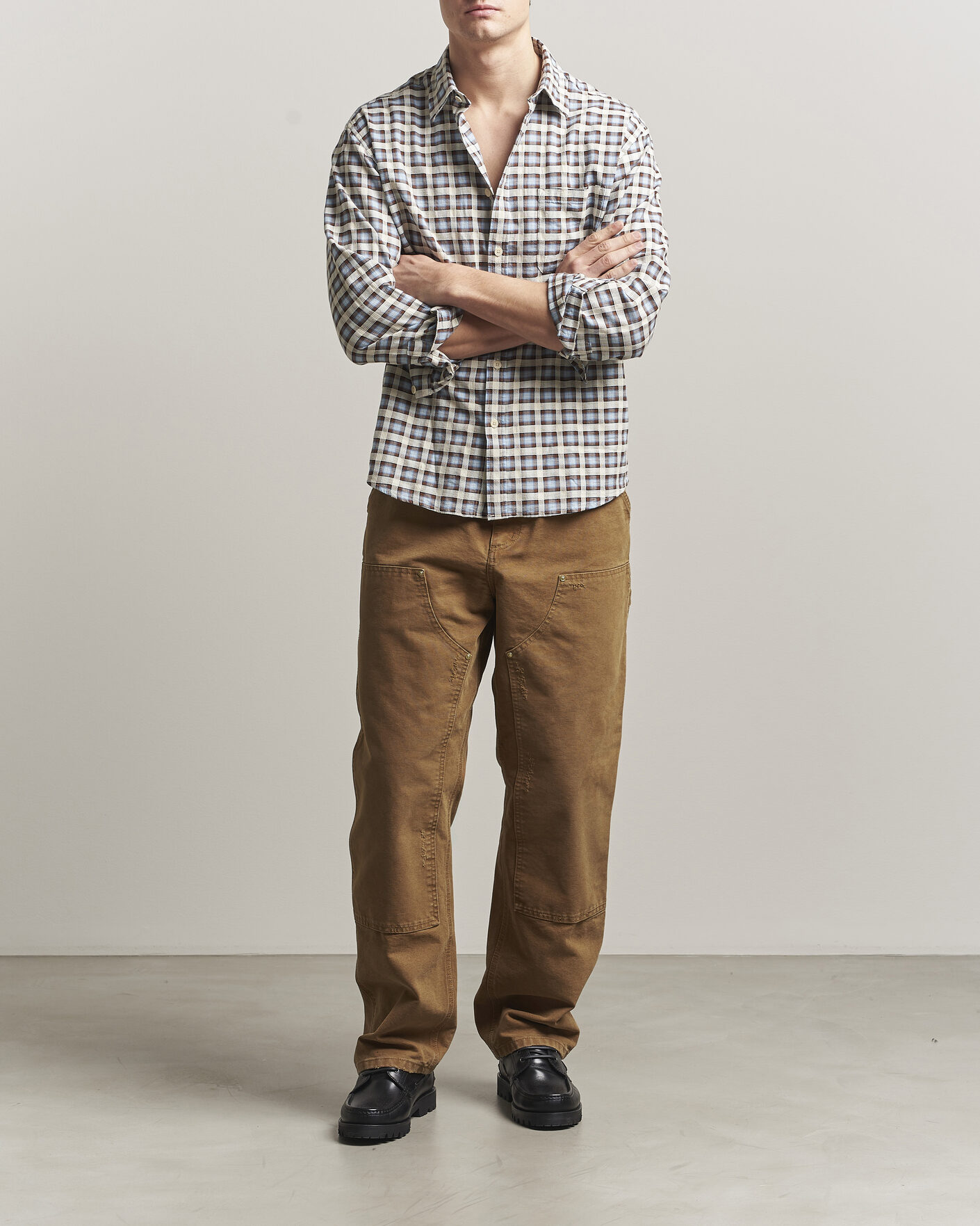 Herr | Byxor | Carhartt WIP | Double Knee Pants Hamilton Brown Grind Washed