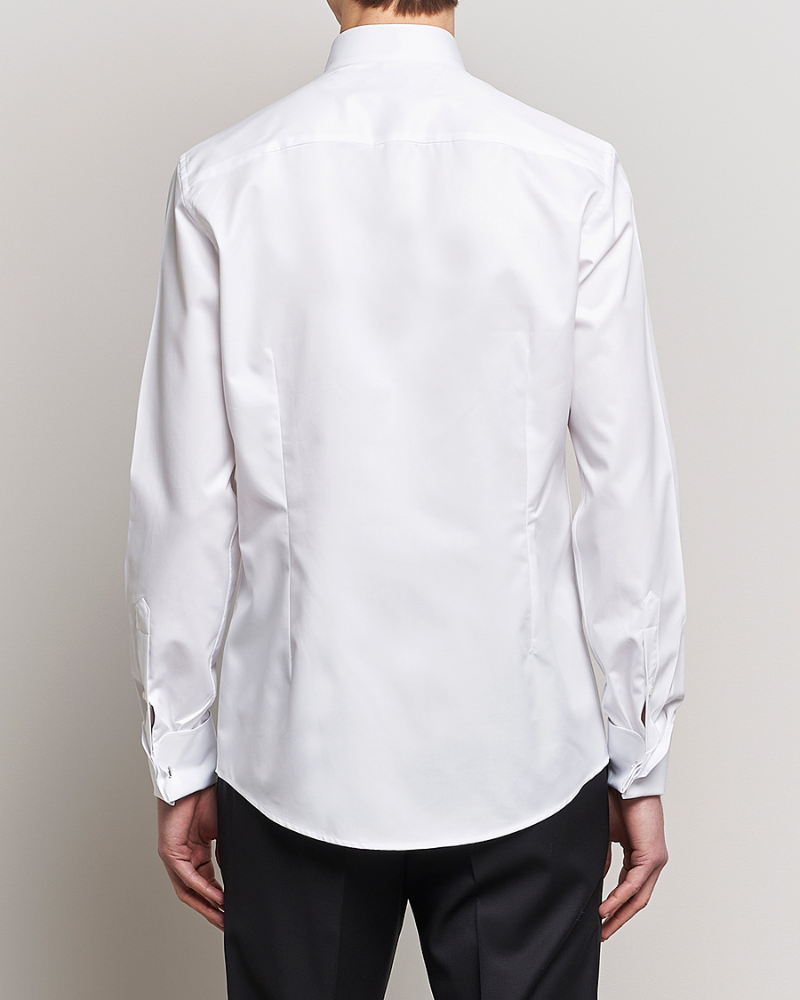 Herr | Skjortor | Stenströms | Slimline Stand Up Collar Plissè Shirt White