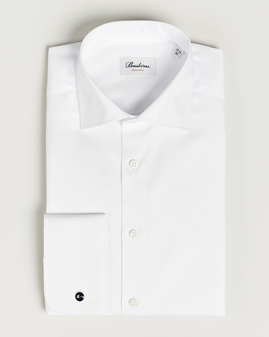 Herr | Skjortor | Stenströms | Superslim Double Cuff Cotton Shirt White