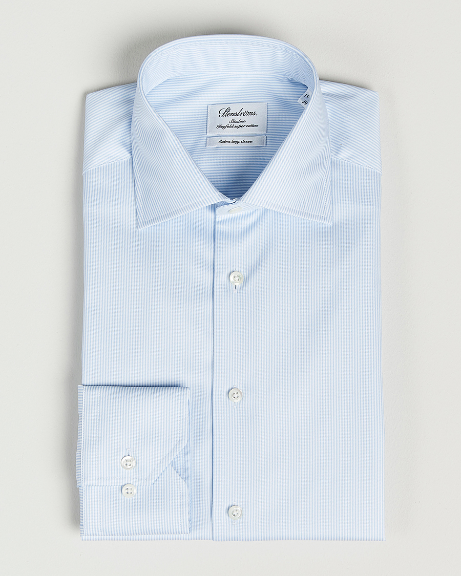 Herr | Skjortor | Stenströms | Slimline X-Long Sleeve Shirt White/Blue