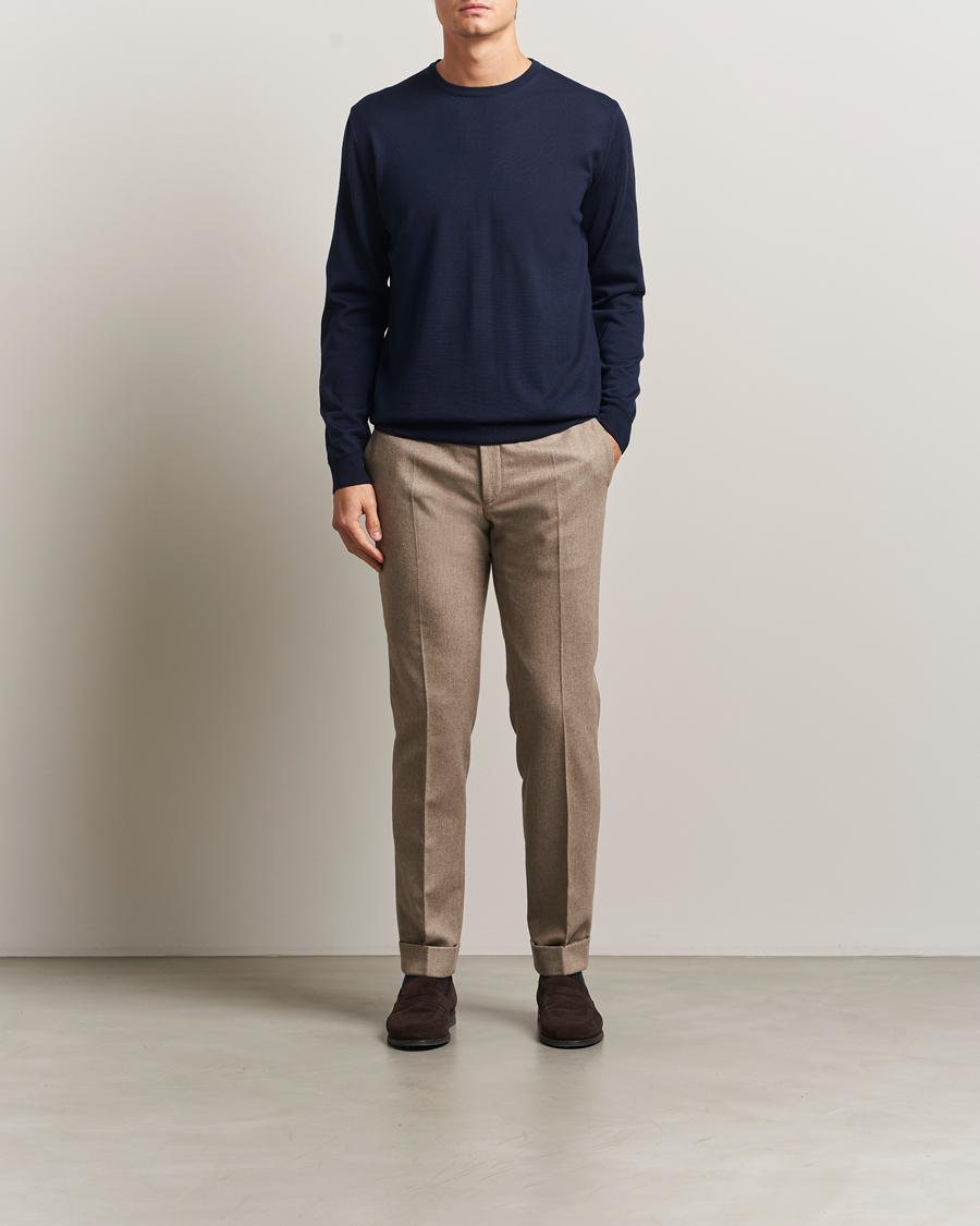 Herr | Tröjor | Stenströms | Merino Patch Crew Neck Navy/Blue