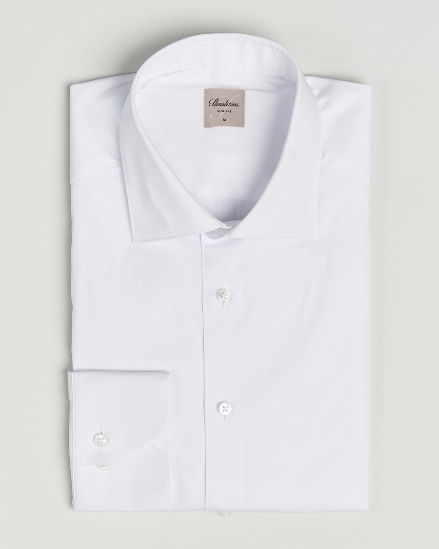 Herr | Skjortor | Stenströms | Slimline Cotton Stretch Shirt White