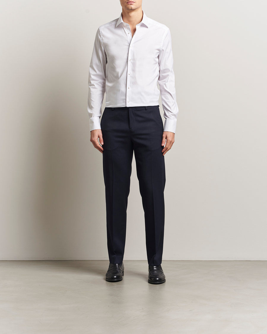 Herr | Skjortor | Stenströms | Slimline Cotton Stretch Shirt White