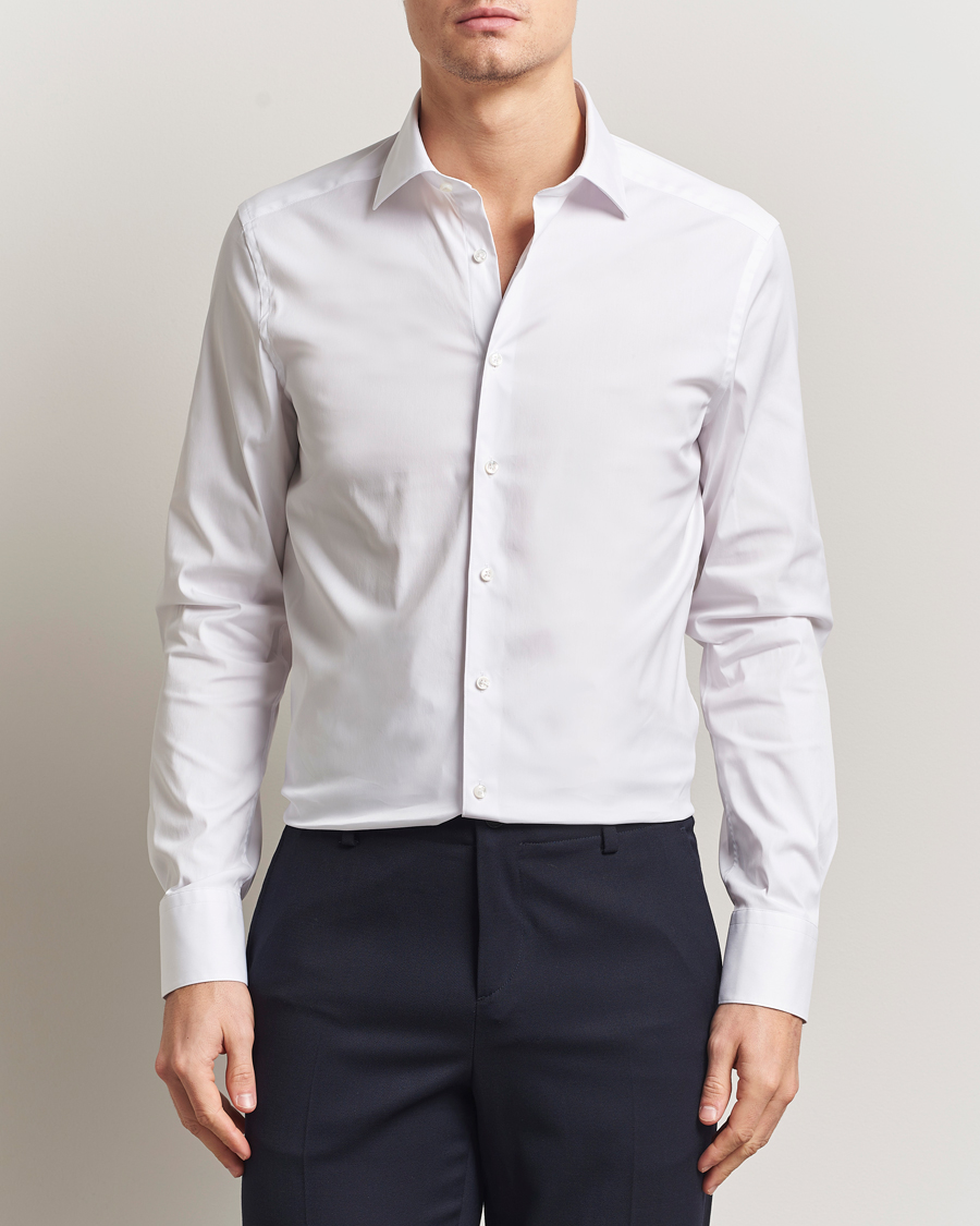 Herr | Skjortor | Stenströms | Slimline Cotton Stretch Shirt White