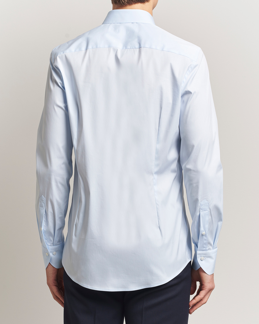 Herr | Skjortor | Stenströms | Slimline Cotton Stretch Shirt Light Blue
