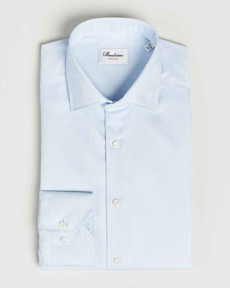Herr | Skjortor | Stenströms | Superslim Cotton Twill Striped Shirt Blue/White
