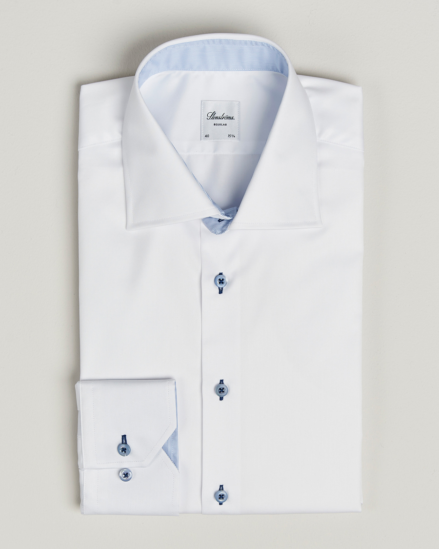 Herr | Skjortor | Stenströms | Regular Fit Contrast Cut Away Shirt White