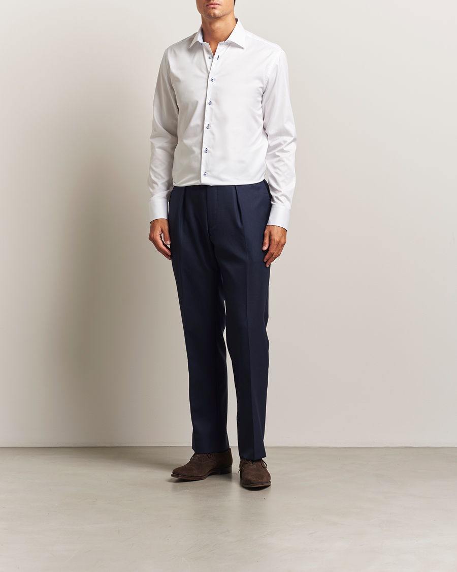 Herr | Skjortor | Stenströms | Regular Fit Contrast Cut Away Shirt White