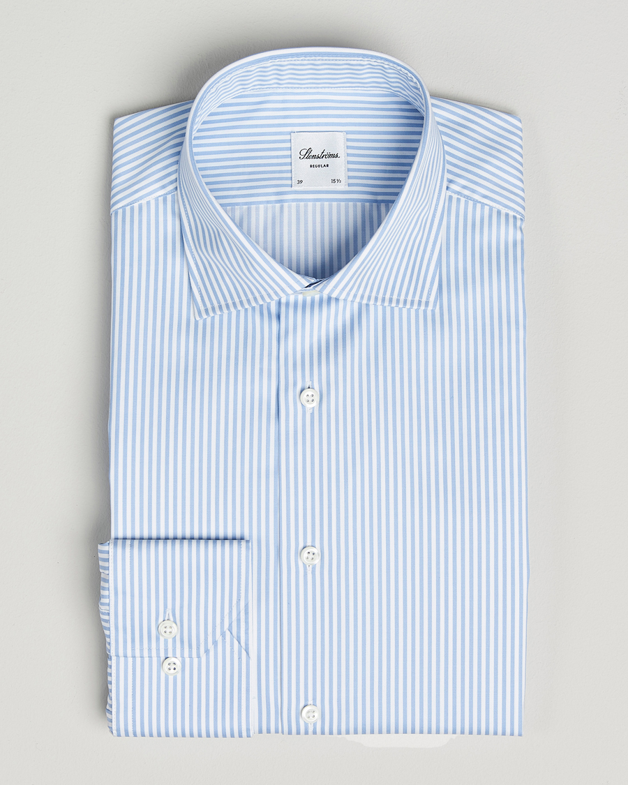 Herr | Skjortor | Stenströms | Regular Fit Striped Cut Away Shirt Blue/White