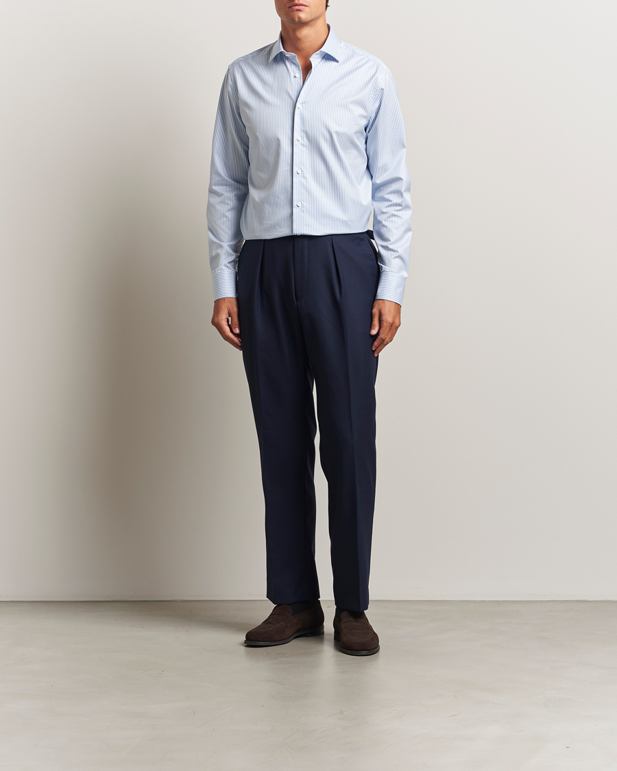 Herr | Skjortor | Stenströms | Regular Fit Striped Cut Away Shirt Blue/White