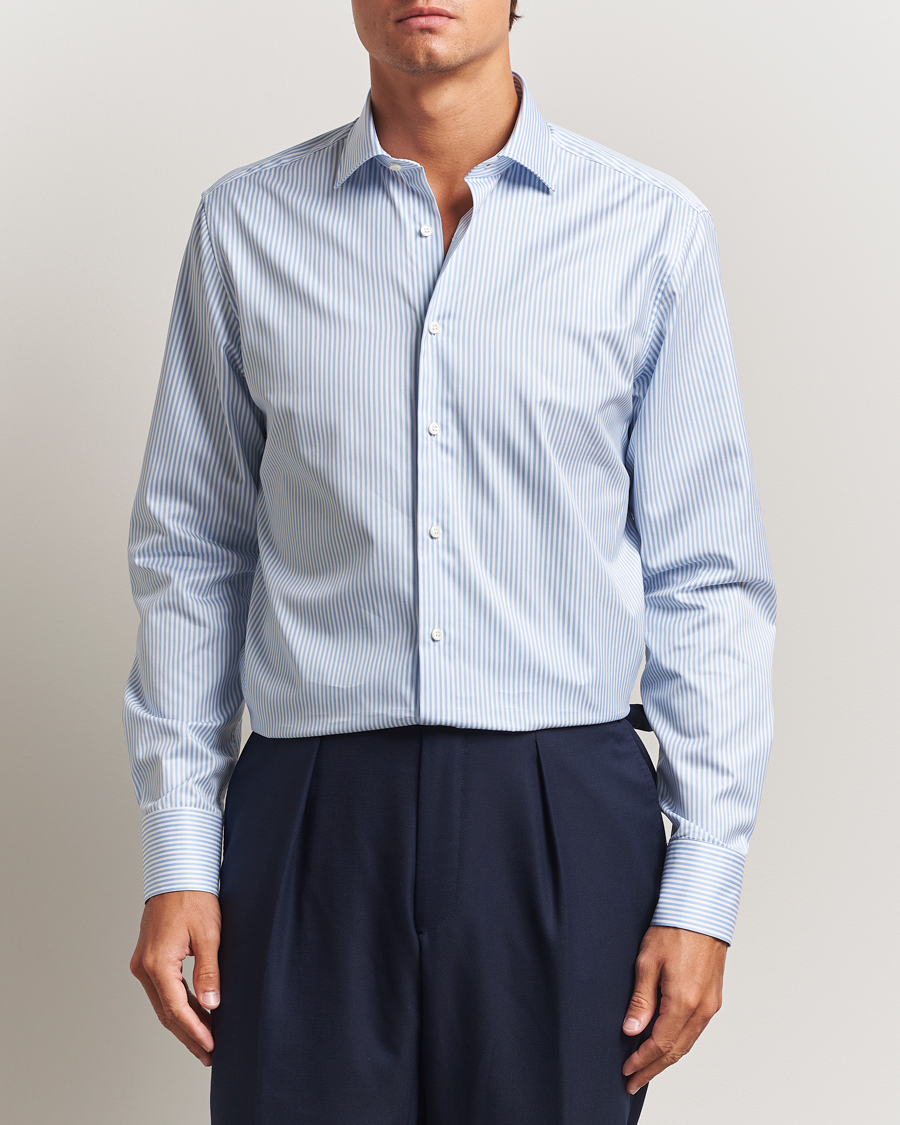 Herr | Skjortor | Stenströms | Regular Fit Striped Cut Away Shirt Blue/White