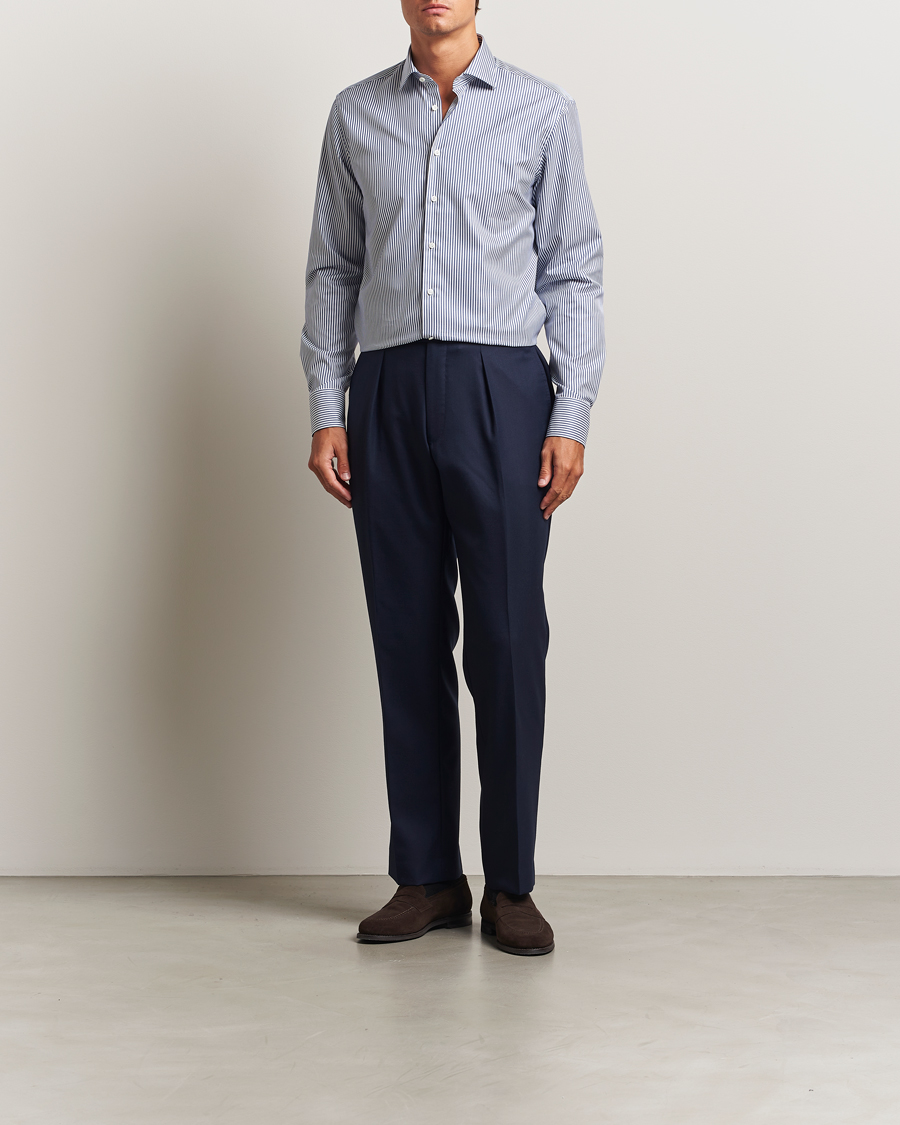 Herr | Skjortor | Stenströms | Regular Fit Striped Cut Away Shirt White/Blue