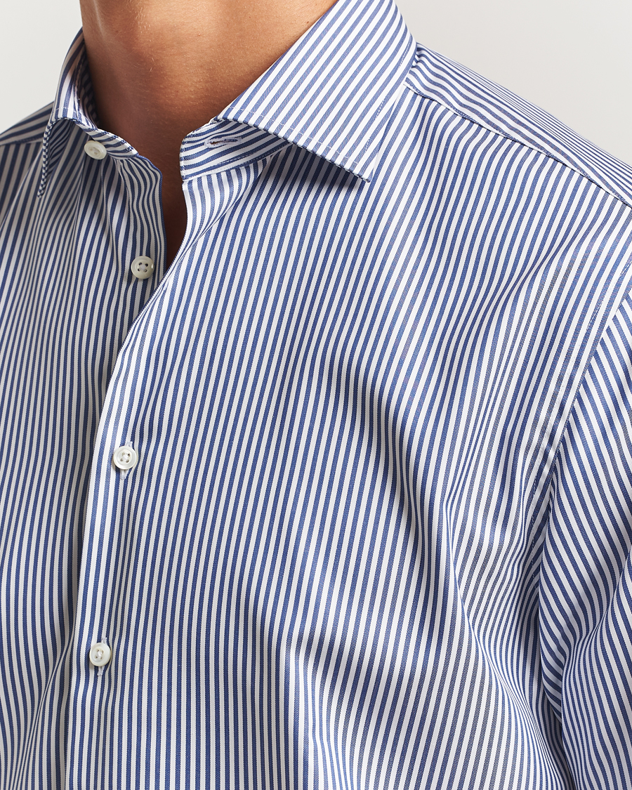 Herr | Skjortor | Stenströms | Regular Fit Striped Cut Away Shirt White/Blue