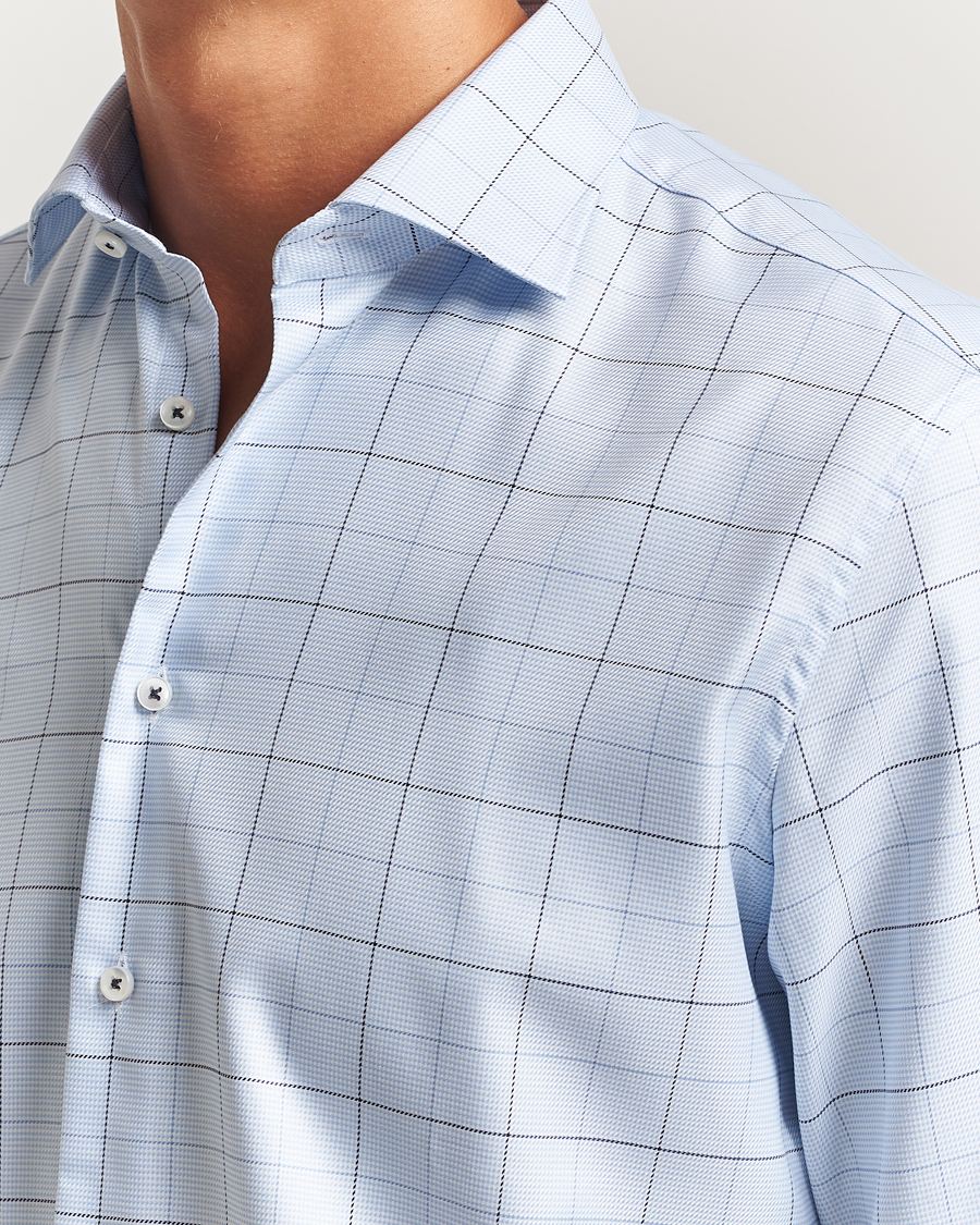 Herr | Skjortor | Stenströms | Regular Fit Cut Away Windowpane Shirt Blue