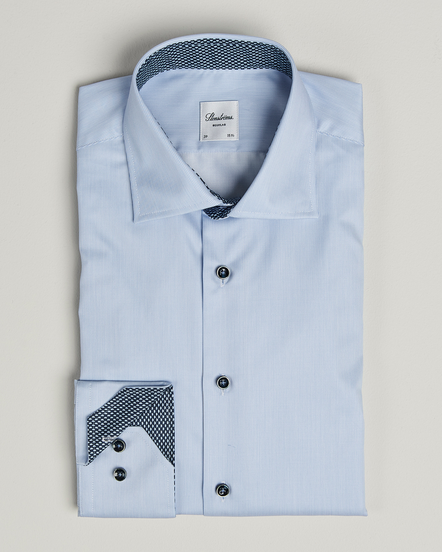 Herr | Skjortor | Stenströms | Regular Fit Contrast Cotton Shirt White/Blue