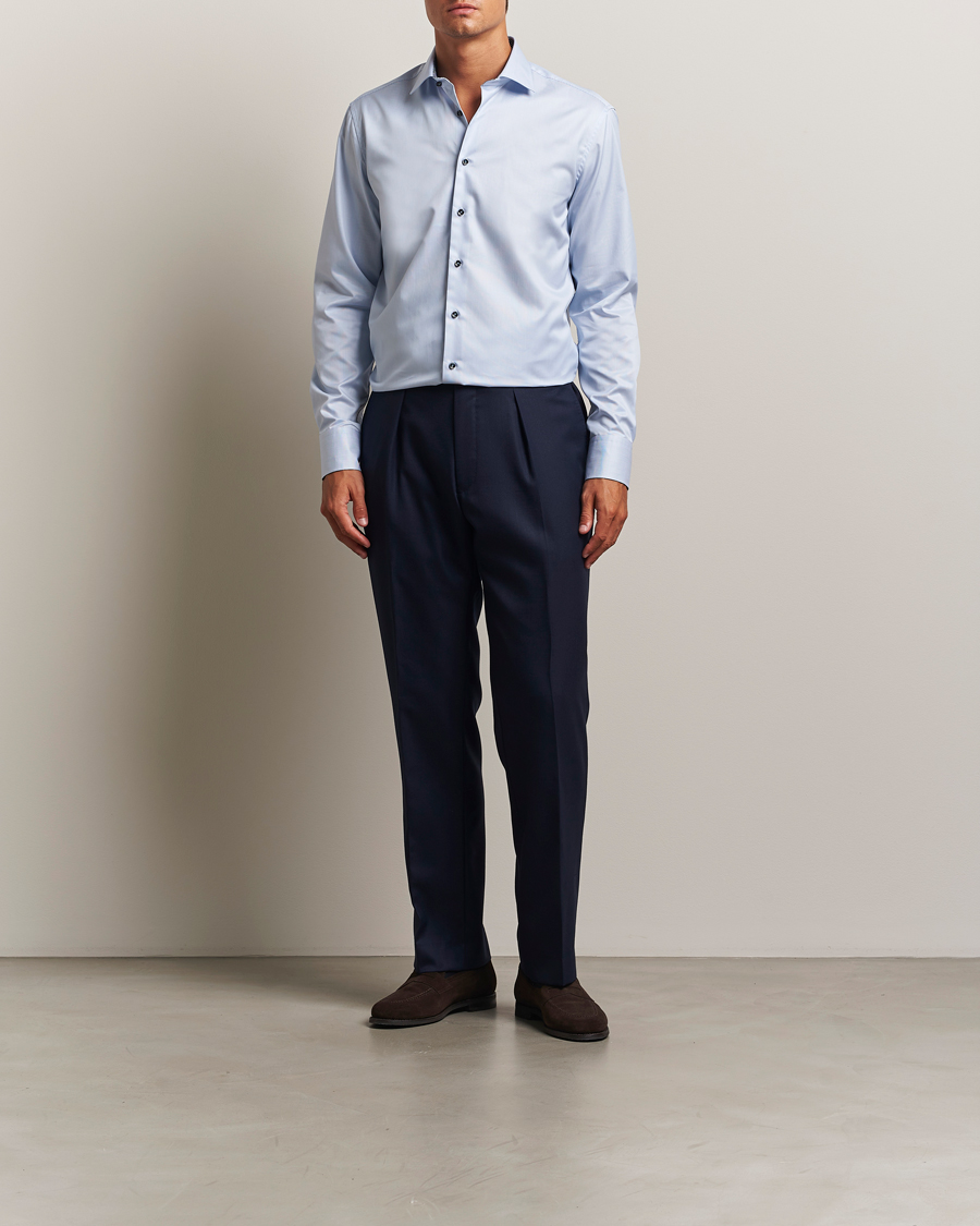 Herr | Skjortor | Stenströms | Regular Fit Contrast Cotton Shirt White/Blue