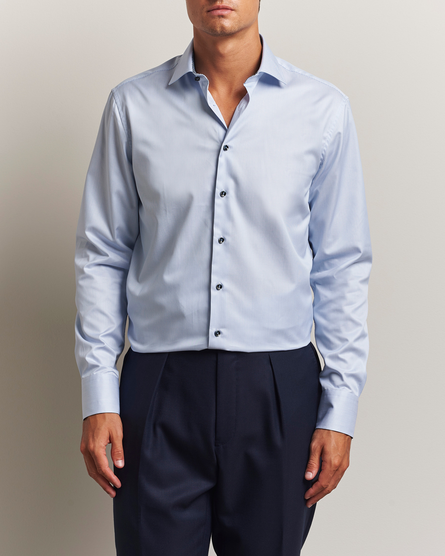 Herr | Skjortor | Stenströms | Regular Fit Contrast Cotton Shirt White/Blue