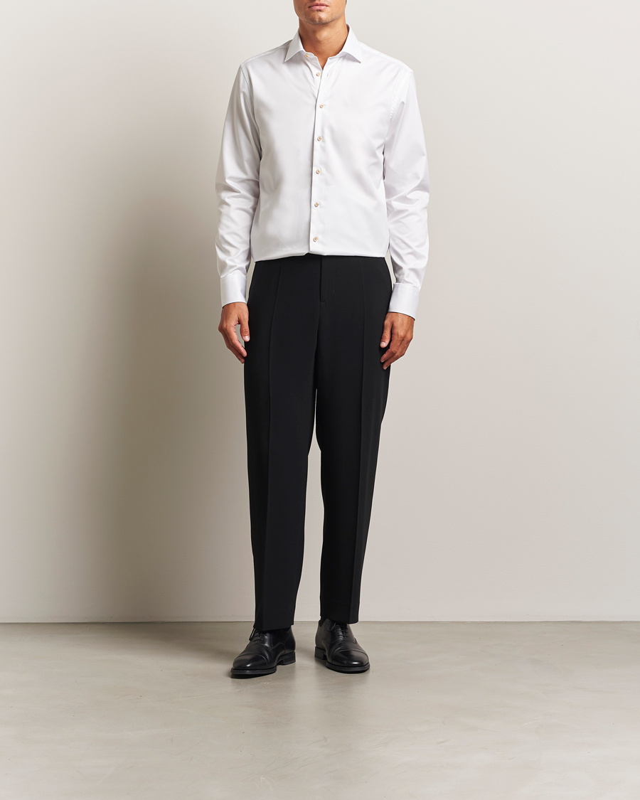 Herr | Skjortor | Stenströms | Regular Fit Contrast Cotton Shirt White