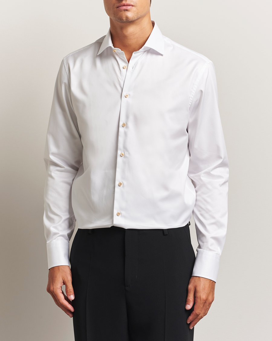 Herr | Skjortor | Stenströms | Regular Fit Contrast Cotton Shirt White