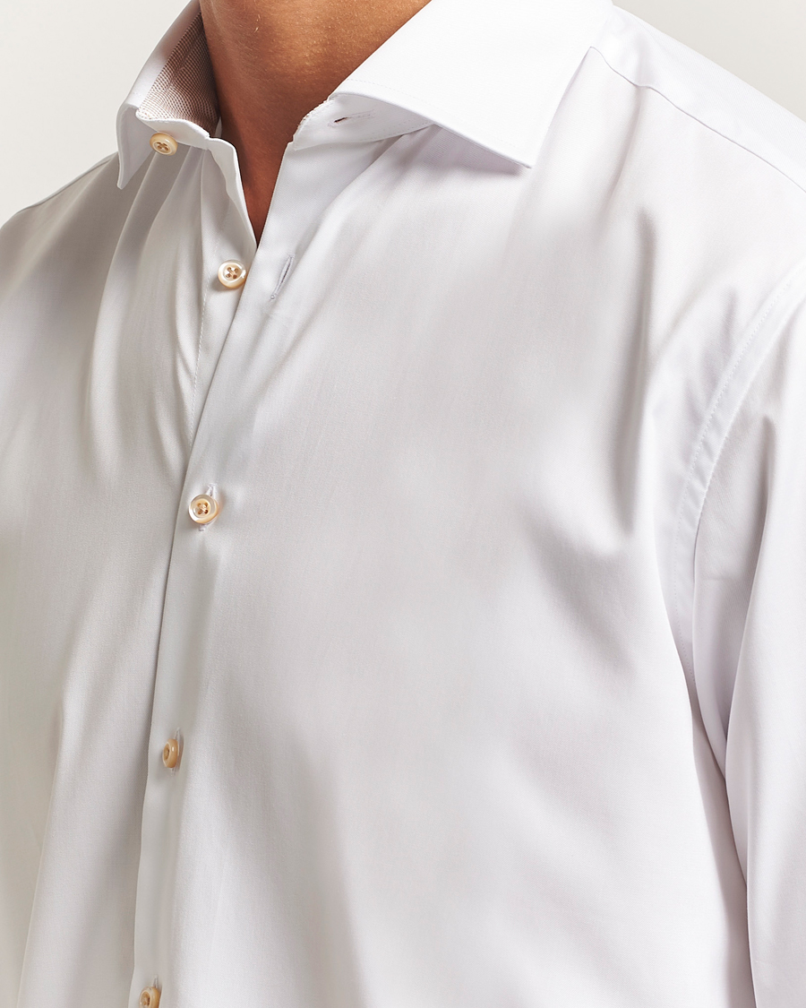 Herr | Skjortor | Stenströms | Regular Fit Contrast Cotton Shirt White