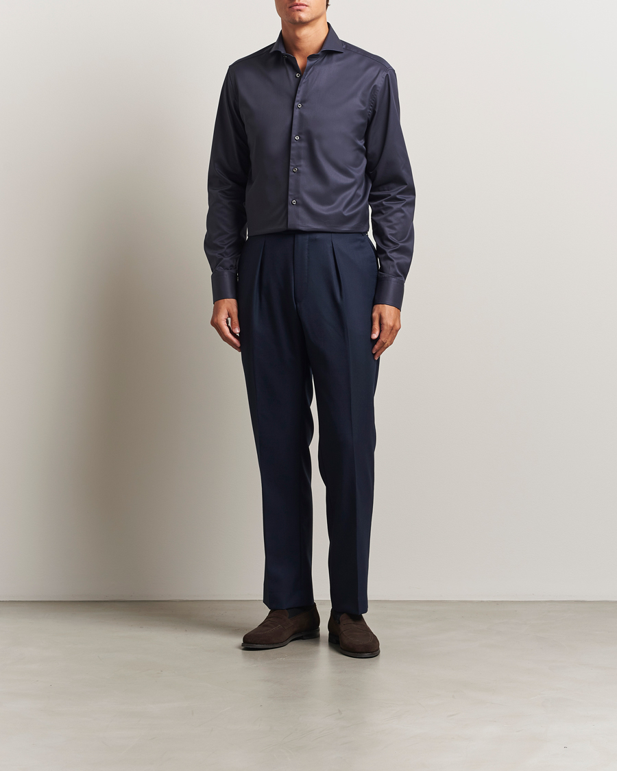 Herr | Skjortor | Stenströms | Regular Fit Extreme Cut Away Shirt Navy