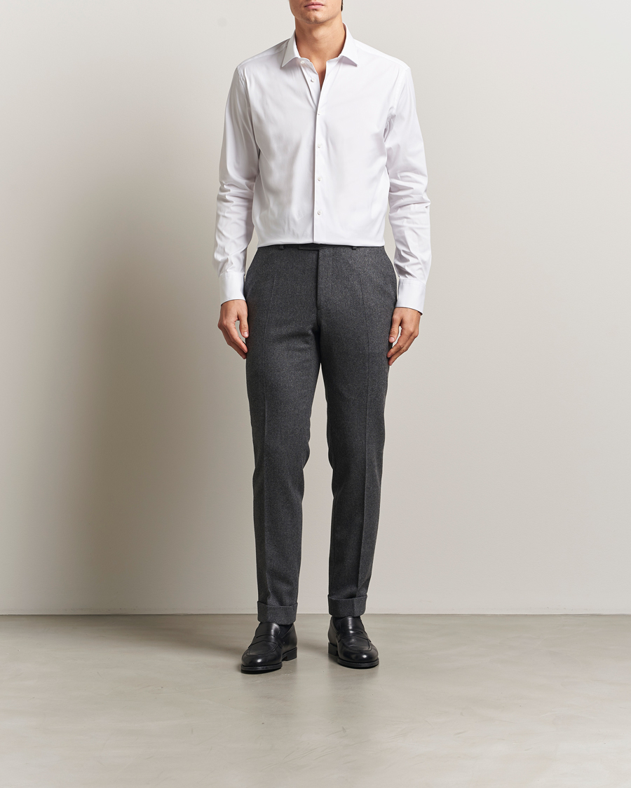 Herr | Skjortor | Stenströms | Regular Fit Cotton Stretch Shirt White