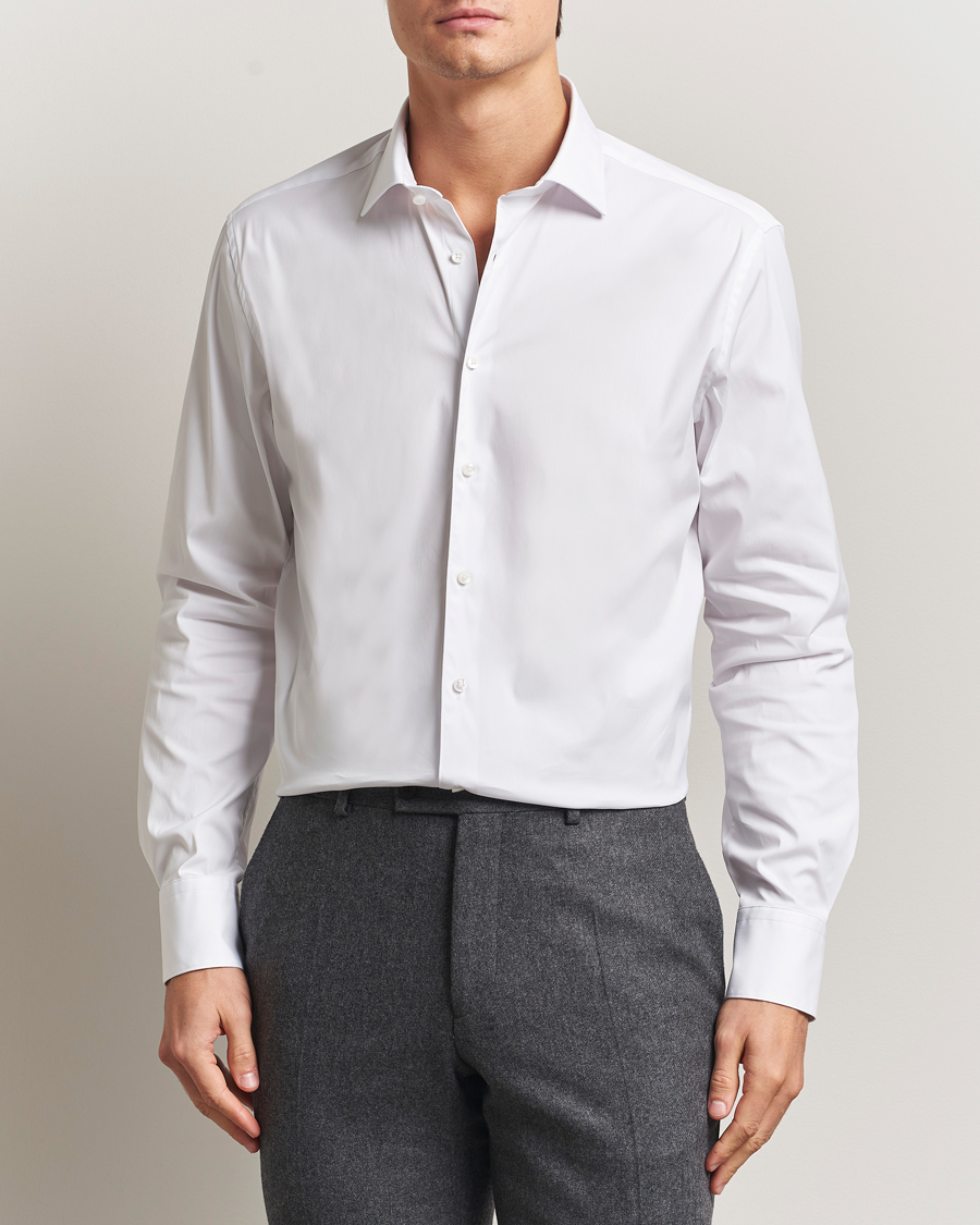 Herr | Skjortor | Stenströms | Regular Fit Cotton Stretch Shirt White