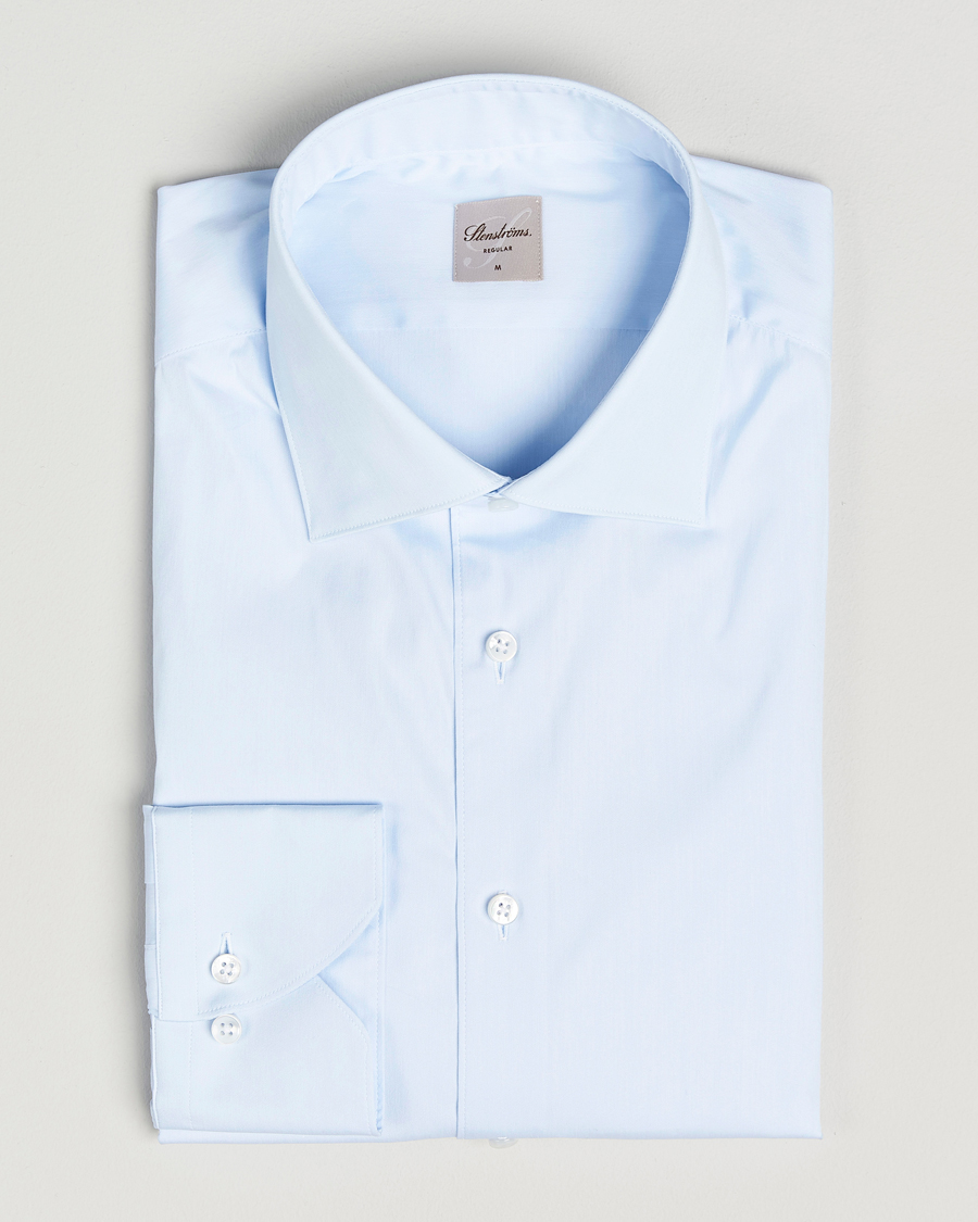Herr | Skjortor | Stenströms | Regular Fit Cotton Stretch Shirt Light Blue