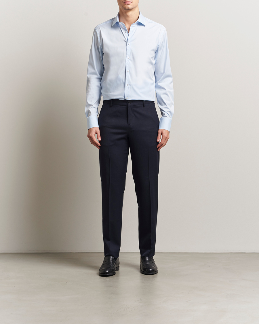 Herr | Skjortor | Stenströms | Regular Fit Cotton Stretch Shirt Light Blue