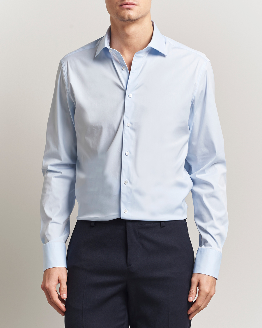 Herr | Skjortor | Stenströms | Regular Fit Cotton Stretch Shirt Light Blue