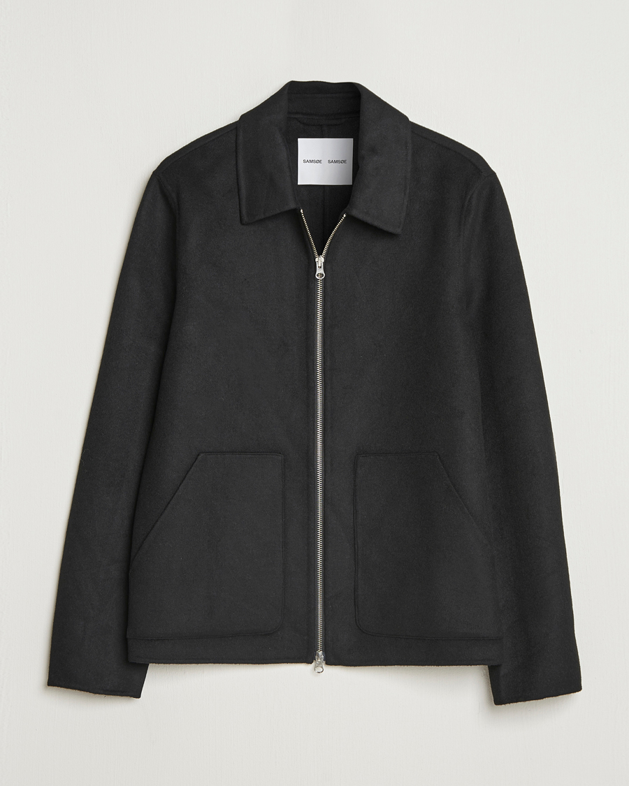 Herr | Jackor | Samsøe Samsøe | Sapaulo Wool Full Zip Shirt Jacket Black