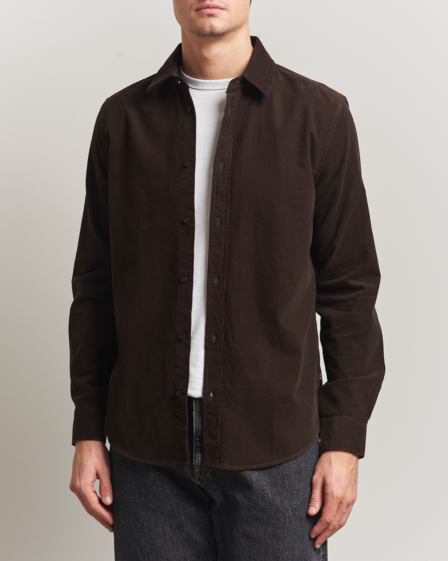 Herr | Skjortor | Samsøe Samsøe | Liam Baby Cord Shirt Black Coffee