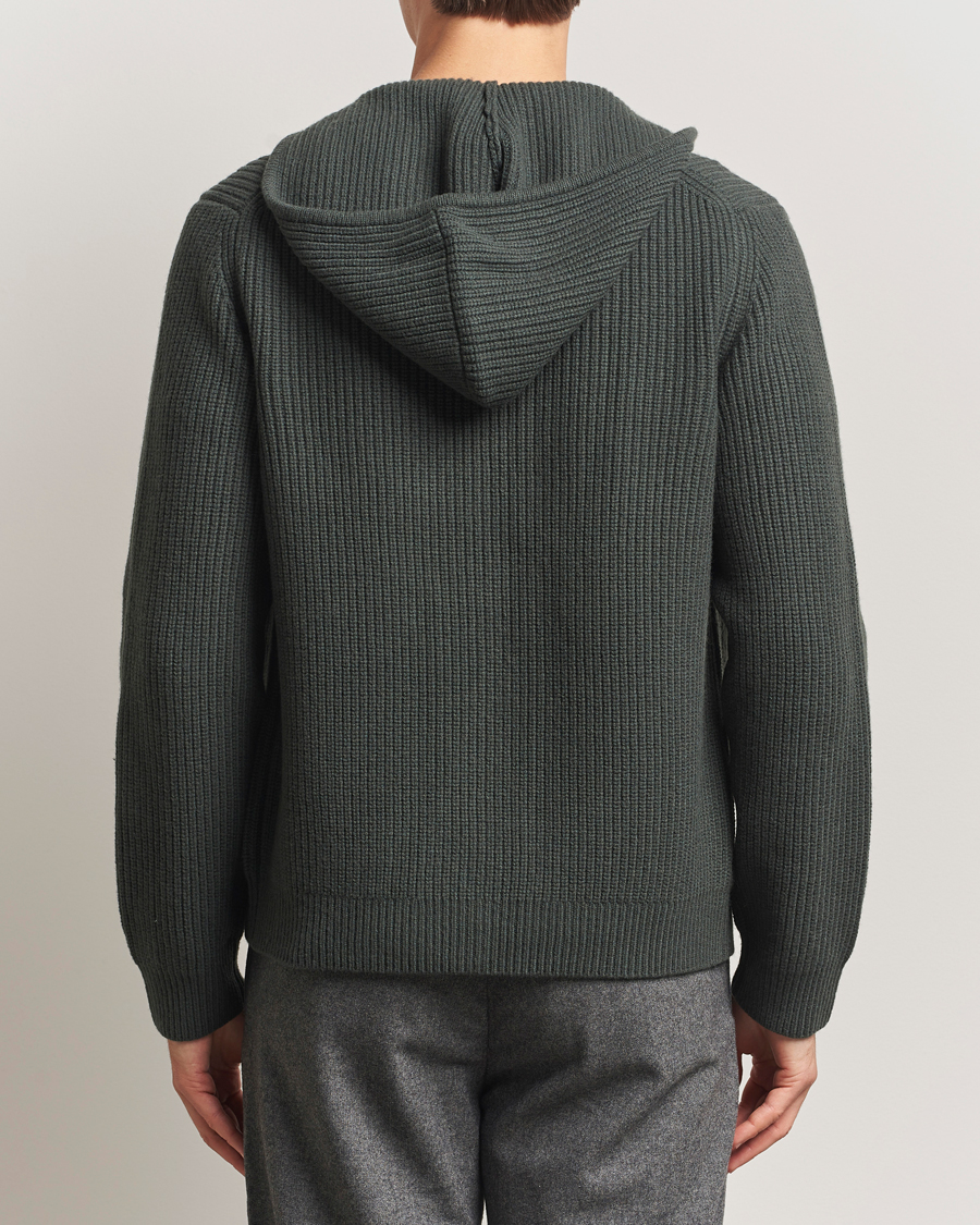 Herr | Tröjor | Samsøe Samsøe | Isak Heavy Knitted Full Zip Hoodie Dark Evergreen