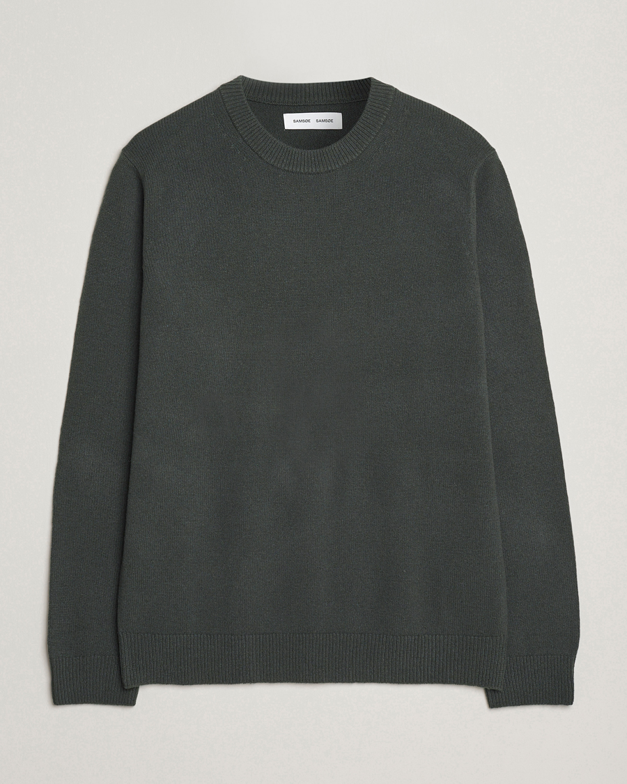 Herr | Tröjor | Samsøe Samsøe | Isak Knitted Crew Neck Dark Evergreen