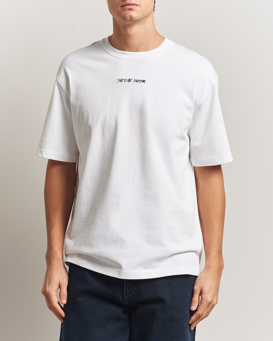 Herr | T-Shirts | Samsøe Samsøe | Dinner Printed Crew Neck T-Shirt White