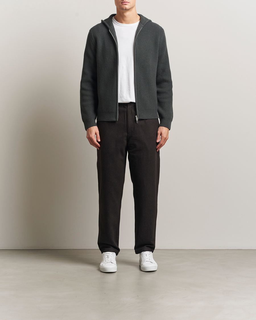 Herr | Byxor | Samsøe Samsøe | Bertil Flannel Drawstring Trousers Black Coffee Melange