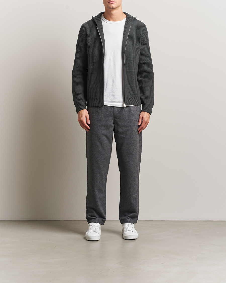 Herr | Byxor | Samsøe Samsøe | Bertil Flannel Drawstring Trousers Dark Grey Melange