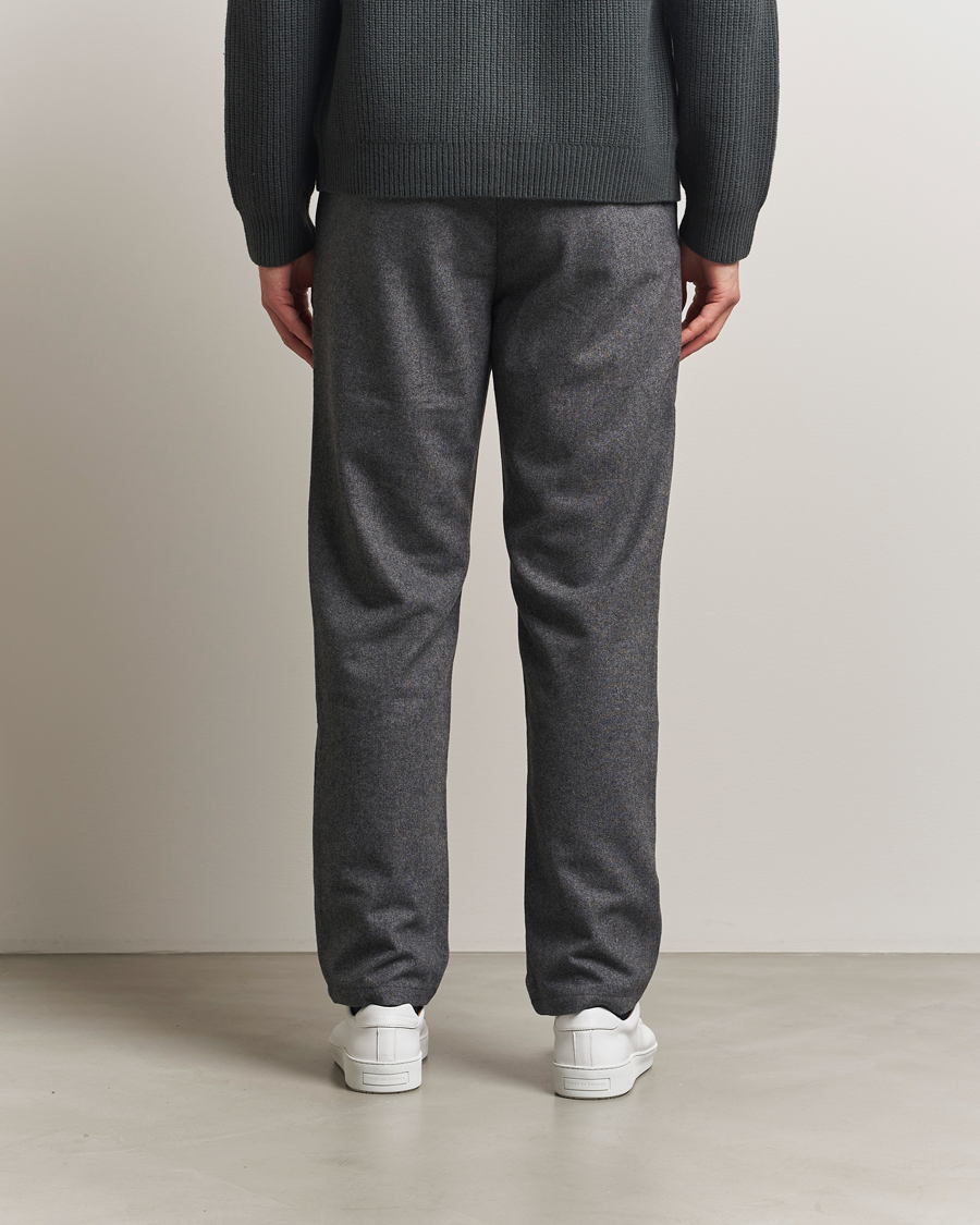 Herr | Byxor | Samsøe Samsøe | Bertil Flannel Drawstring Trousers Dark Grey Melange
