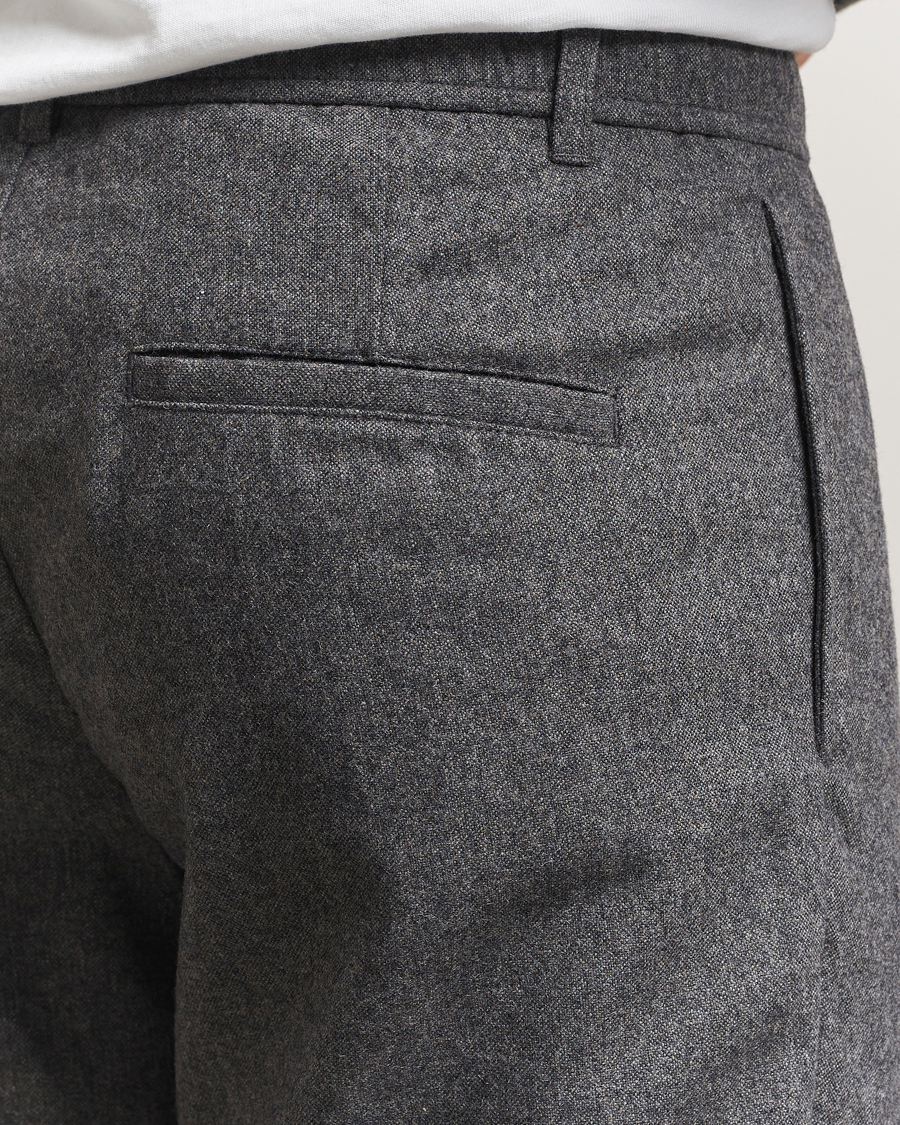 Herr | Byxor | Samsøe Samsøe | Bertil Flannel Drawstring Trousers Dark Grey Melange