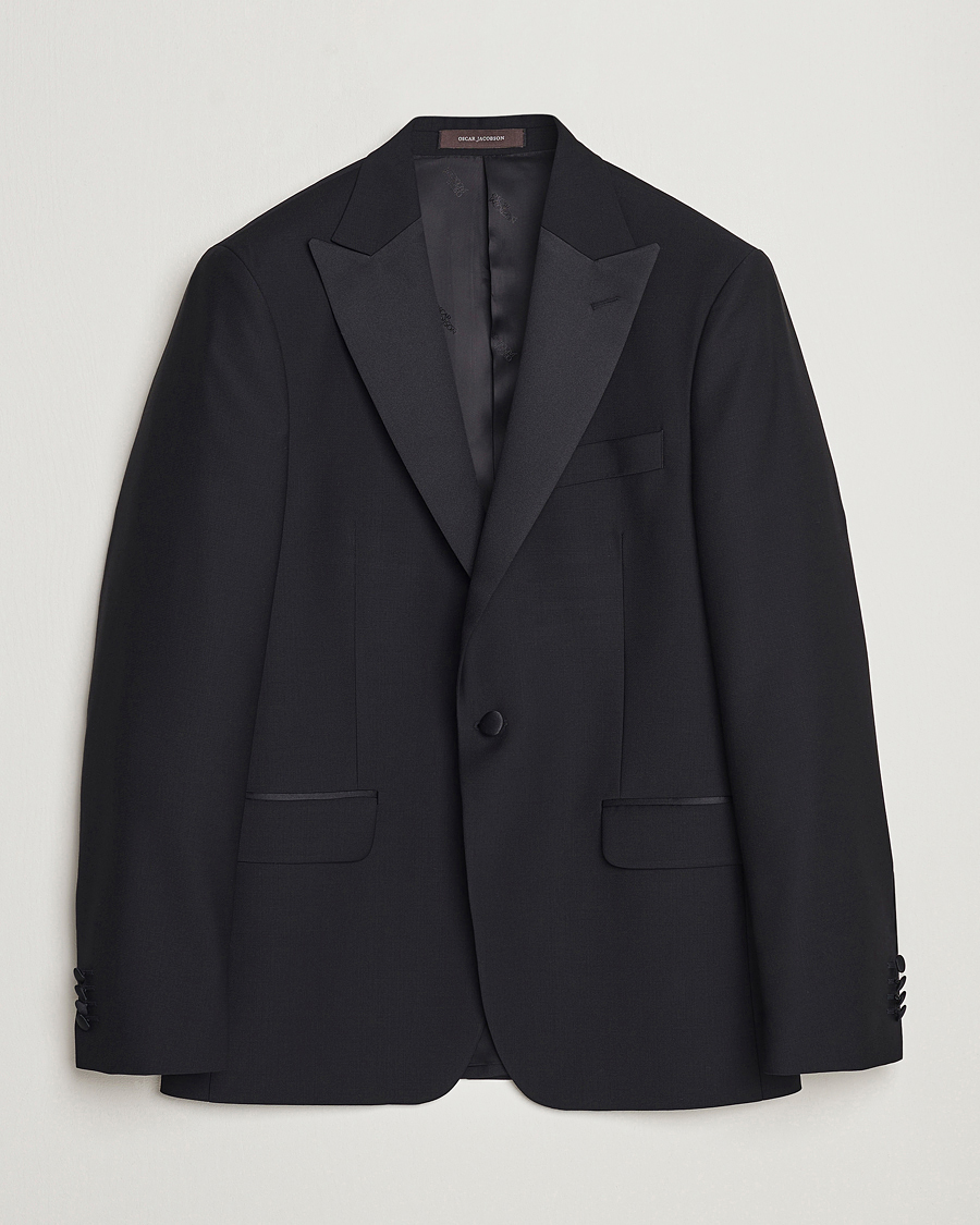 Herr | Kavajer | Oscar Jacobson | Frampton Wool Tuxedo Blazer Black