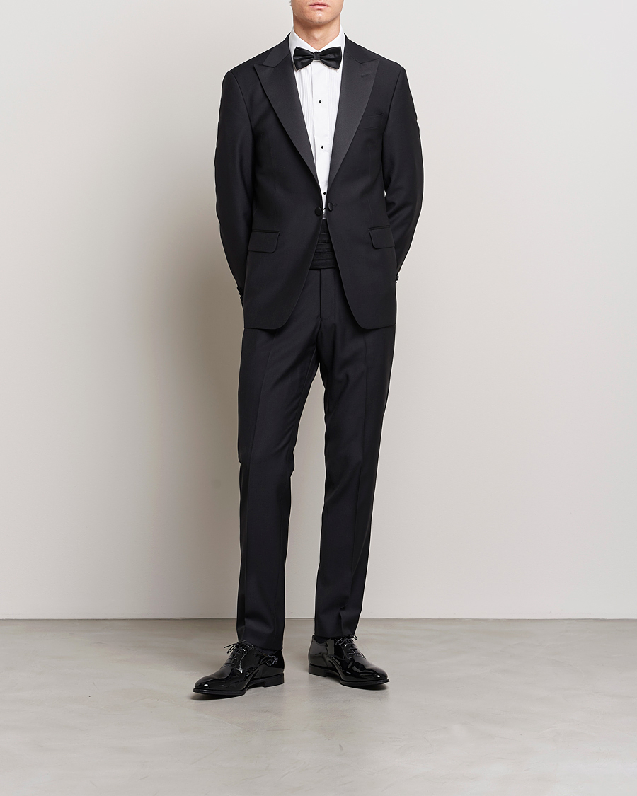 Herr | Kavajer | Oscar Jacobson | Frampton Wool Tuxedo Blazer Black